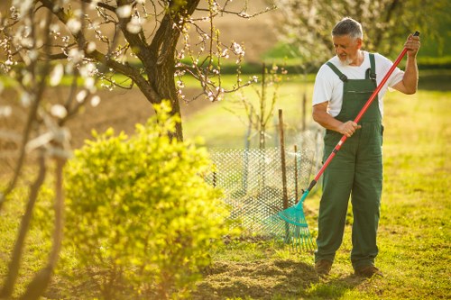 Outdoor gardening team managing hazards and clear access routes
